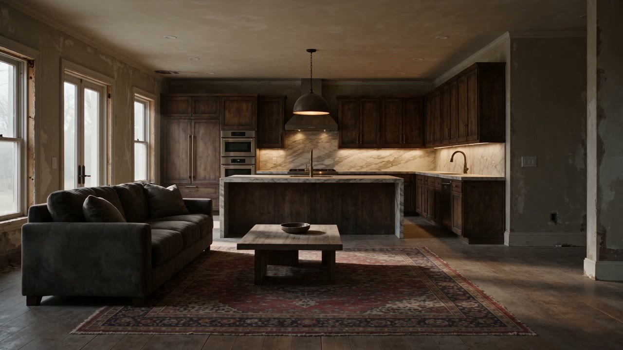 Concept: the dated living space before renovation